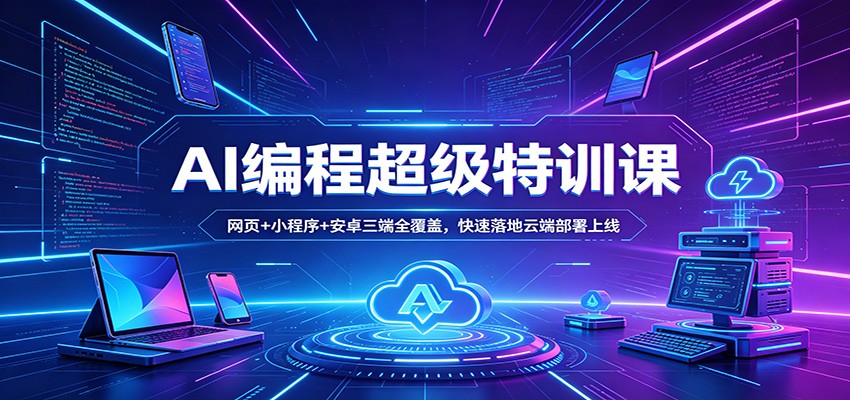 AI编程超级特训课：网页+小程序+安卓三端全覆盖，快速落地云端部署上线-星空网创资源