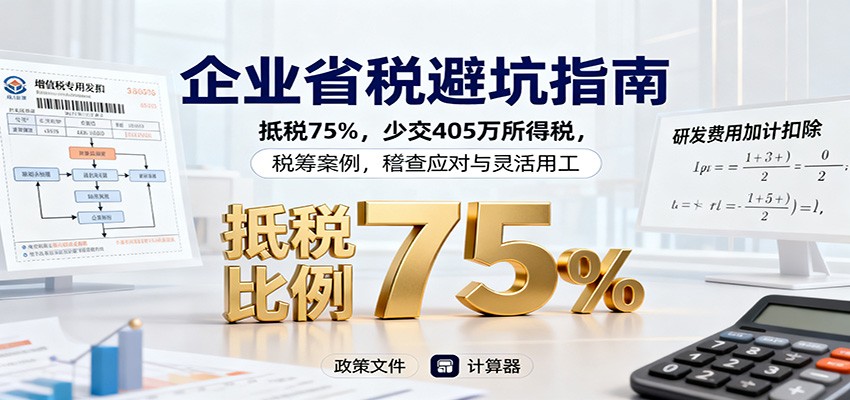 企业省税避坑指南：抵税75%，少交405万所得税，税筹案例，稽查应对与灵活用工-星空网创资源