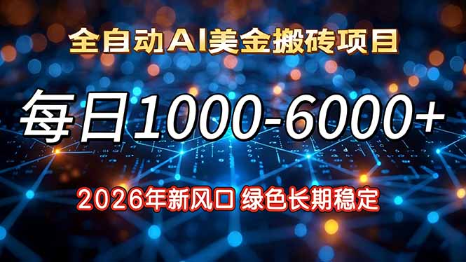 2026年新风口,每日收益1000-6000+绿色长期稳定-星空网创资源