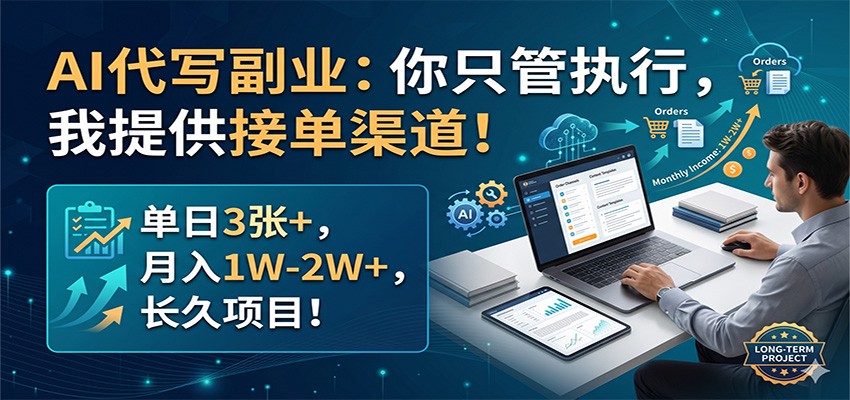 AI代写副业:你只管执行,我提供接单渠道!单日3张+,月入1W-2W+,长久项目-星空网创资源