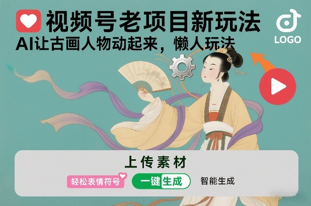 视频号老项目新玩法，AI让古画人物动起来，懒人玩法，附详细教程-星空网创资源