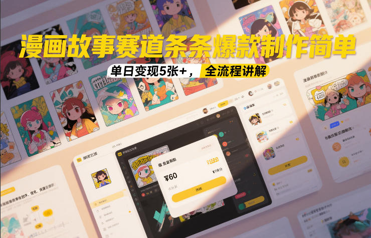 漫画故事赛道条条爆款制作简单,单日变现5张+,全流程讲解-星空网创资源