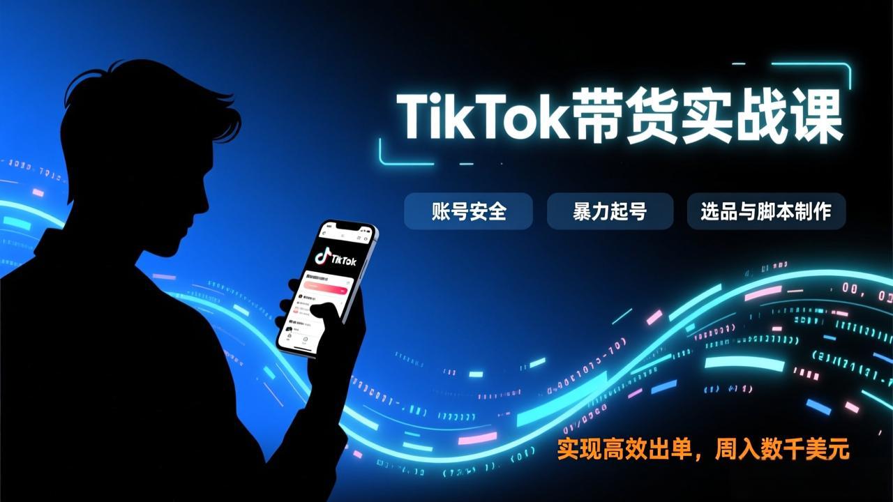 TikTok带货实战课，涵盖账号安全、暴力起号、选品与脚本制作，实现高效出单，周入数千美元-星空网创资源