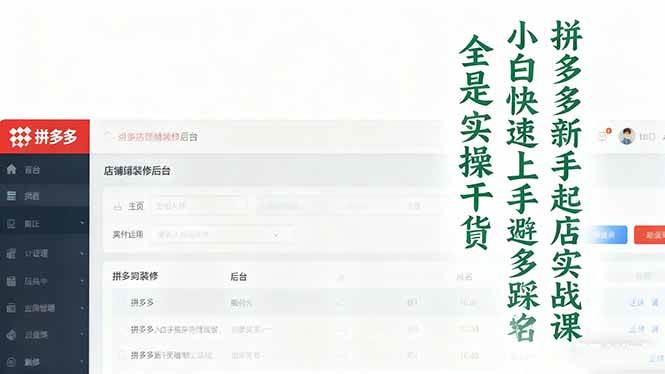 （16584期）拼多多新手起店实战课：小白快速上手拼多多运营，避开踩坑，全是实操干货-星空网创资源