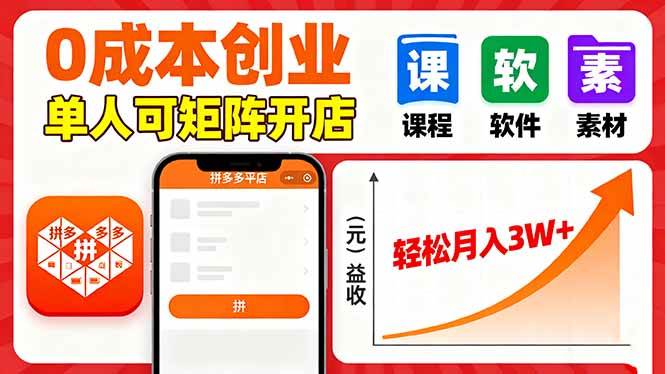 (16047期)拼多多虚拟电商,0成本,单人可矩阵开店,轻松月入3W+-星空网创资源