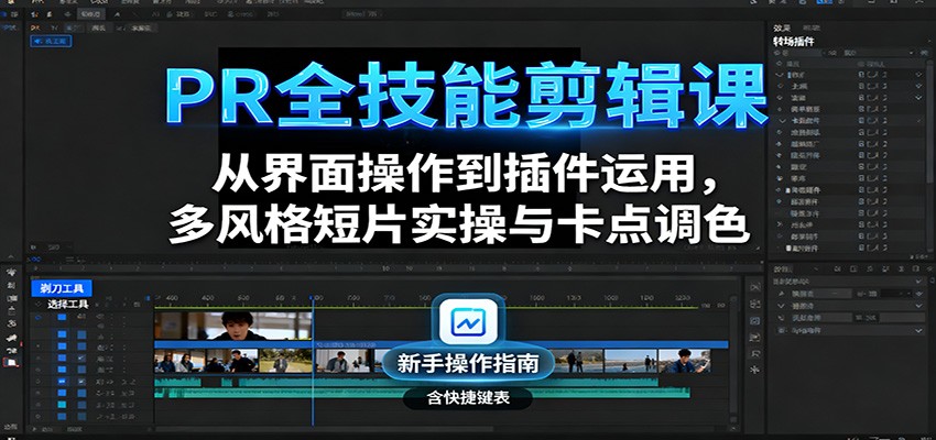 PR全技能剪辑课：从界面操作到插件运用，多风格短片实操与卡点调色-星空网创资源