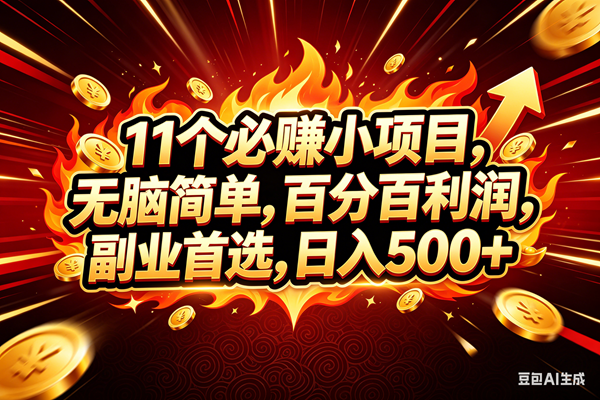 (18245期)11个必赚钱的小项目,百分百赚米,无脑简单,副业首选,日入300+-星空网创资源