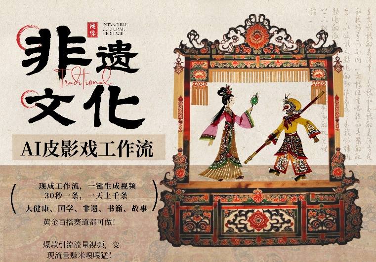 AI一键生成民俗文化非遗皮影戏视频，一刀不剪无需剪辑，30S一条，一天上百条，流量财富嘎嘎猛-星空网创资源