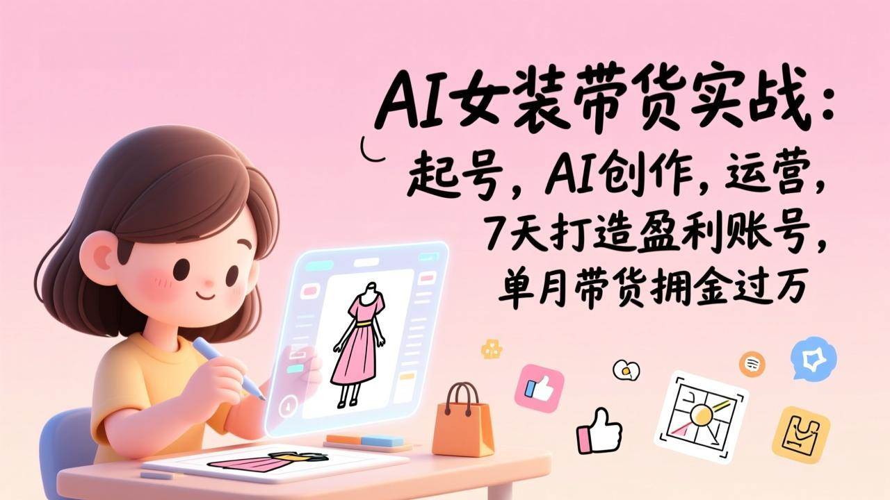 (17088期)AI女装带货实战:起号,AI创作,运营,7天打造盈利账号,单月带货佣金过万 (17088期)AI女装带货实战:起号,AI创作,运营,7天打造盈利账号,单月带货佣金过万
