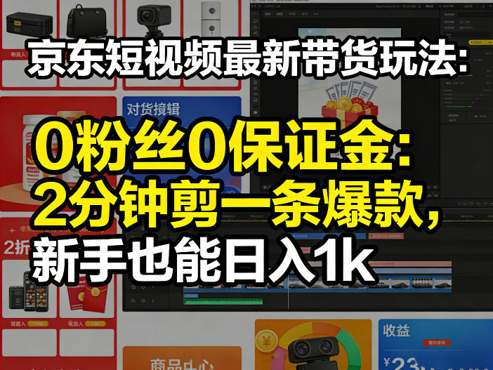 京东短视频最新带货玩法，0粉丝0保证金，2分钟剪一条爆款，新手也能日入1k+【揭秘】-星空网创资源