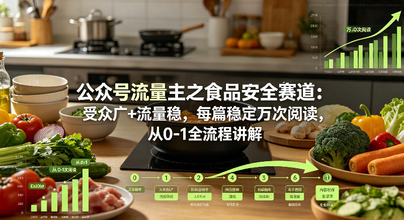 公众号流量主之食品安全赛道,受众广+流量稳,每篇作品稳定万次阅读,从0-1全流程讲解-星空网创资源