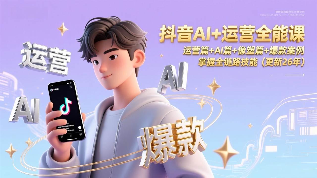 （17078期）抖音AI+运营全能课，运营篇+AI篇+像塑篇+爆款案例，掌握全链路技能（更新26年）-星空网创资源