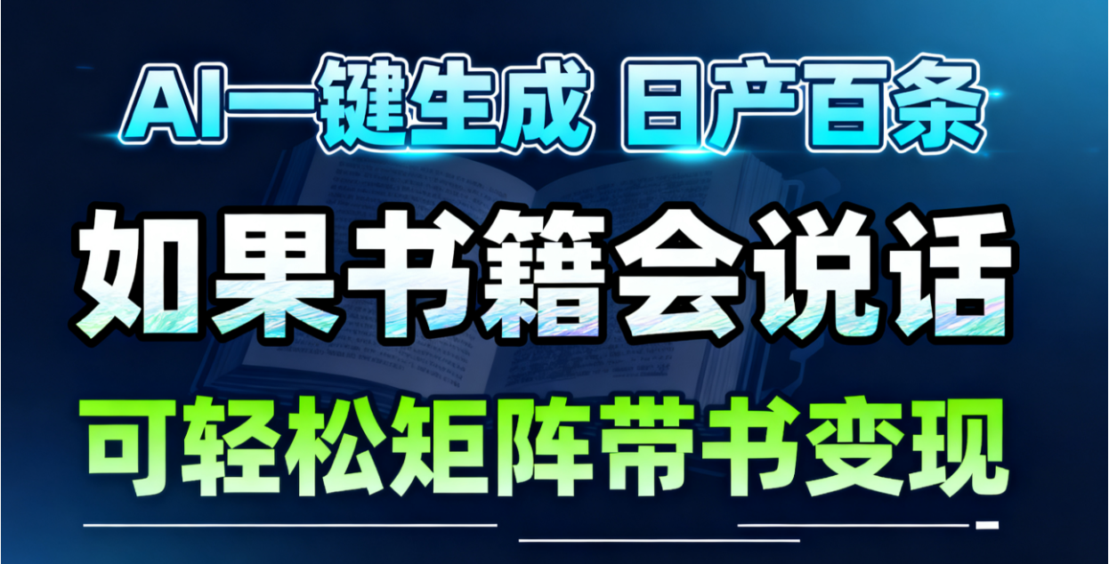 AI书籍会说话，轻松带书变现，月入3W+-星空网创资源
