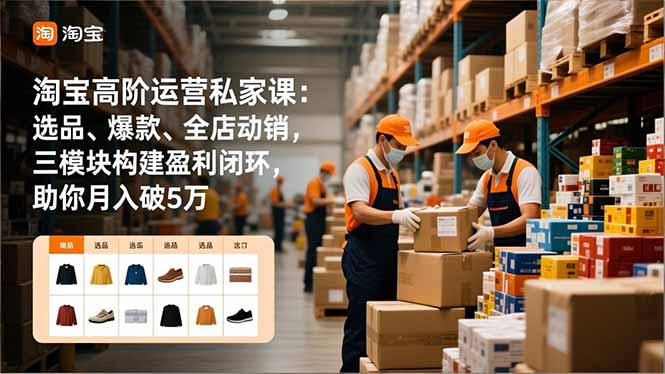 淘宝高阶运营私家课:选品、爆款、全店动销,三模块构建盈利闭环,助你月入破5万-星空网创资源