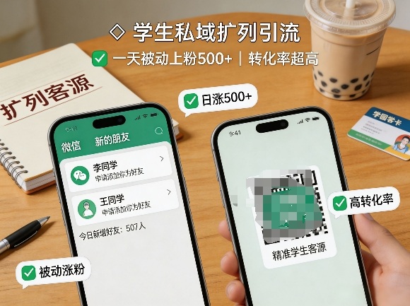 学生私域扩列引流,一天被动上粉500+,转化率超高-星空网创资源