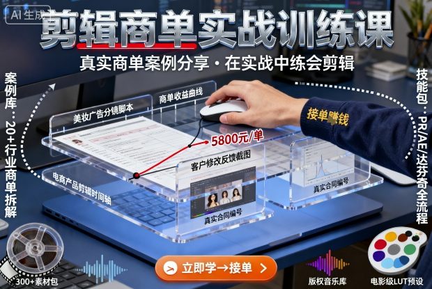 剪辑商单实战训练课,真实商单案例分享,在实战中练会剪辑-星空网创资源