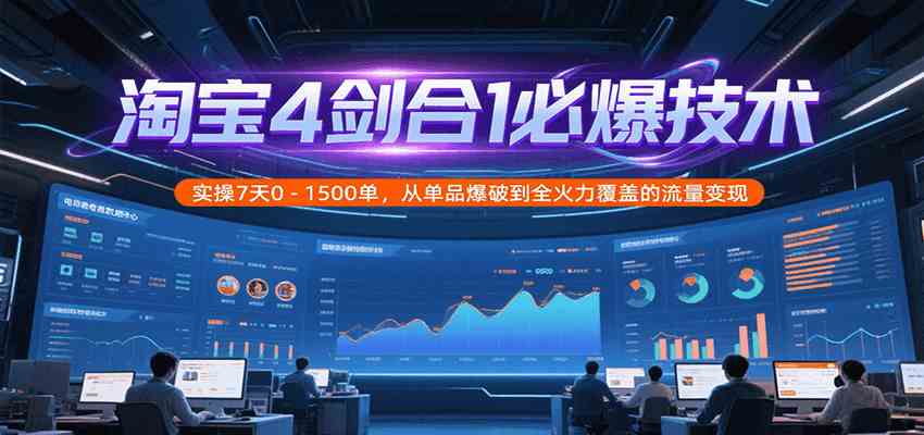 淘宝4剑合1必爆技术,实操7天0-1500单,从单品爆破到全火力覆盖的流量变现-星空网创资源