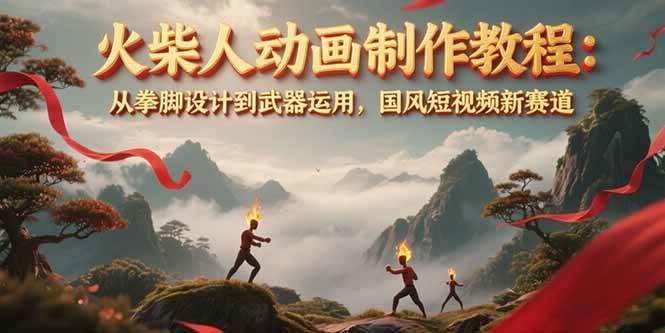 火柴人动画制作教程：从拳脚设计到武器运用，国风短视频新赛道-星空网创资源