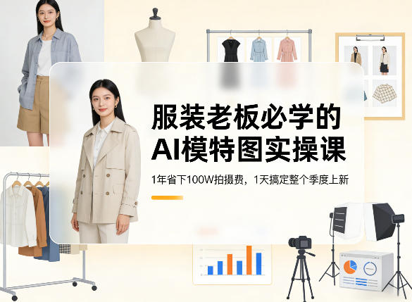 服装老板必学的AI模特图实操课,1年省下100W拍摄费,1天搞定整个季度上新 服装老板必学的AI模特图实操课,1年省下100W拍摄费,1天搞定整个季度上新