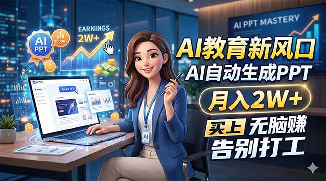 (18330期)AI教育新风口,AI自动生成PPT,月入2W+,无脑赚,告别打工-星空网创资源