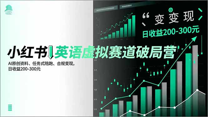 小红书英语虚拟赛道破局营,AI原创资料、任务式陪跑、合规变现,日收益200-300元 小红书英语虚拟赛道破局营,AI原创资料、任务式陪跑、合规变现,日收益200-300元