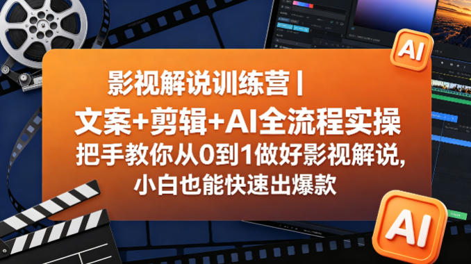 影视解说训练营｜文案+剪辑+AI全流程实操，把手教你从0到1做好影视解说，小白也能快速出爆款-星空网创资源
