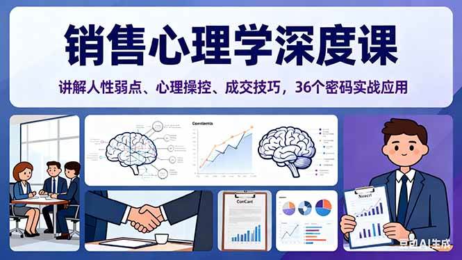 (16456期)销售心理学深度课,讲解人性弱点、心理操控、成交技巧,36个密码实战应用-星空网创资源