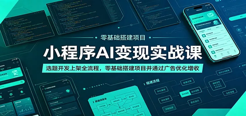小程序AI变现实战课：选题开发上架全流程，零基础搭建项目并通过广告优化增收-星空网创资源