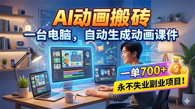 (18239期)AI动画搬砖,一台电脑,自动生成动画课件,一单800+ 永不失业副业项目!-星空网创资源
