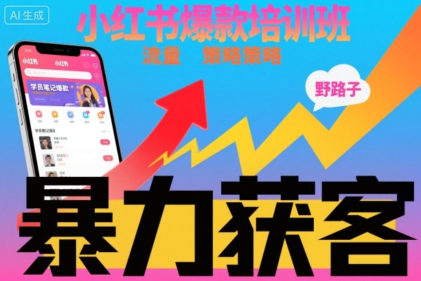 小红书爆款培训班，小红书获客野路子流量打法，暴力持续获客-星空网创资源