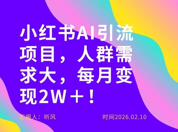 她通过这个AI项目每月做到2W＋的收入，最新小红书AI项目，人群需求大！-星空网创资源
