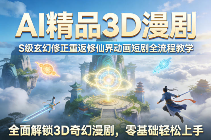 AI精品3D漫剧S级玄幻修正重返修仙界动画短剧全流程教学,全面解锁3D奇幻漫剧,零基础轻松上手-星空网创资源