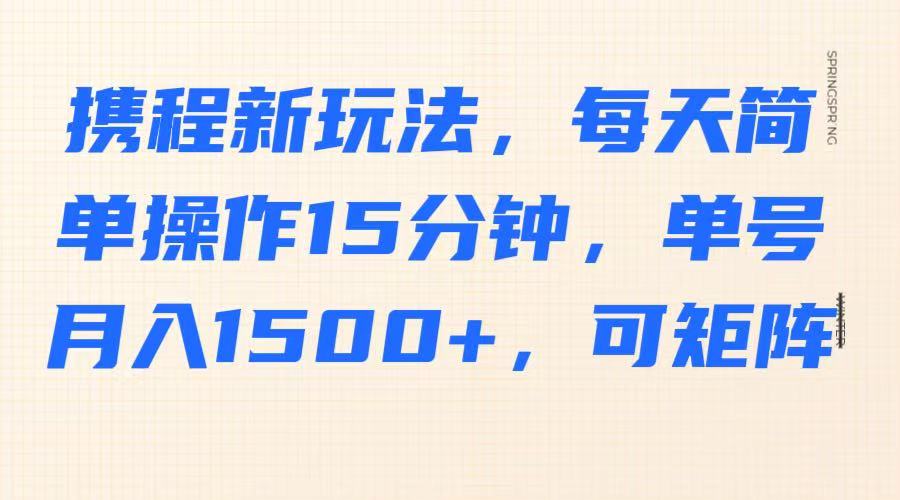 携程新玩法,每天简单操作15分钟,单号月入1500+,可矩阵-星空网创资源