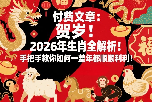 付费文章：贺岁！2026年生肖全解析！手把手教你如何一整年都顺顺利利！-星空网创资源