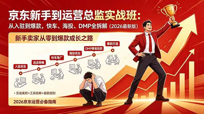 (18291期)京东新手到运营总监实战班:从入驻到爆款,快车、海投、DMP全拆解,2026最新版-星空网创资源