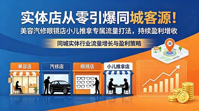(18592期)实体店从零引爆同城客源!美容汽修眼镜店小儿推拿专属流量打法,持续盈利增收-星空网创资源