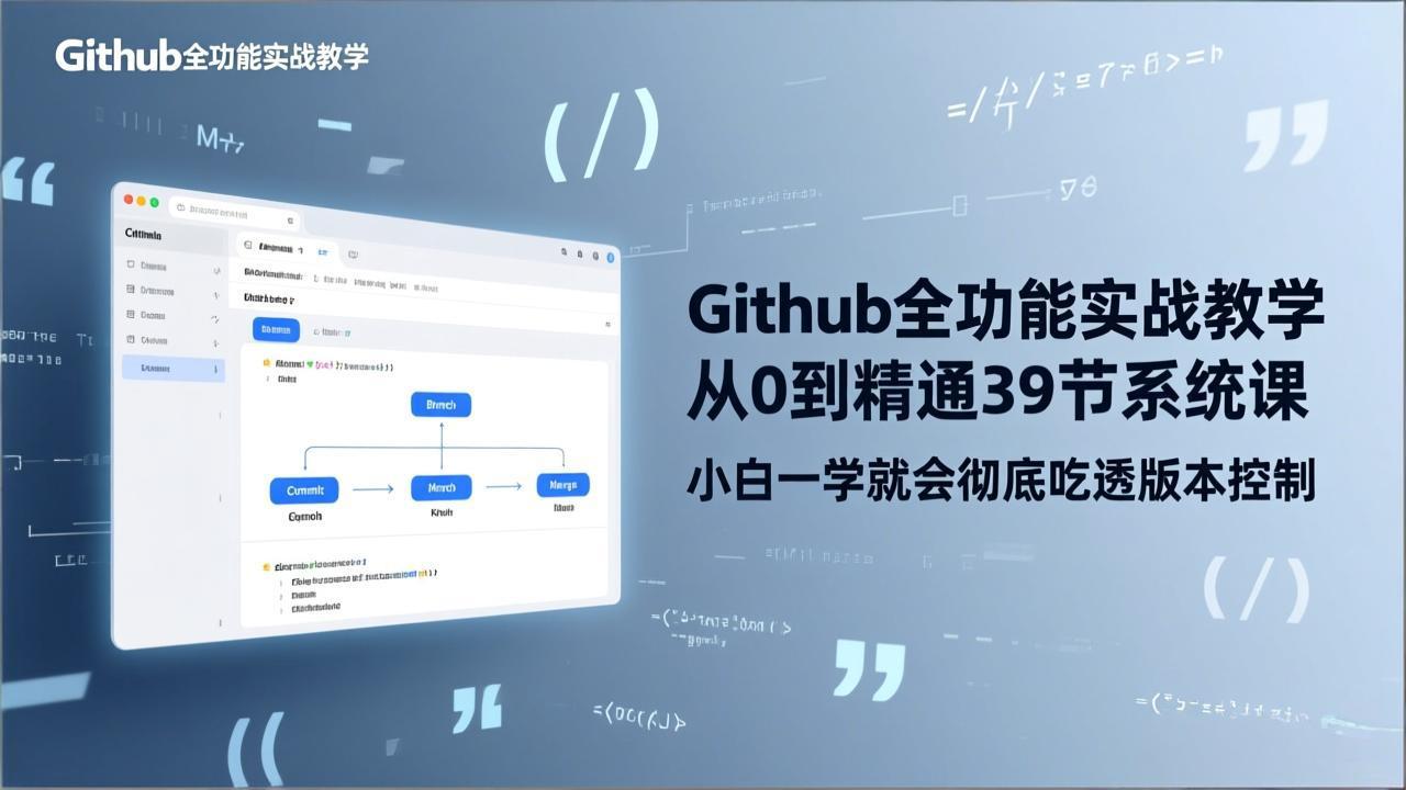 GitHub-全功能实战教学,从0到精通39节系统课,小白一学就会彻底吃透版本控制 GitHub-全功能实战教学,从0到精通39节系统课,小白一学就会彻底吃透版本控制