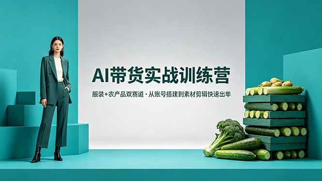 (18355期)AI带货实战训练营,服装+农产品双赛道,从账号搭建到素材剪辑快速出单-星空网创资源
