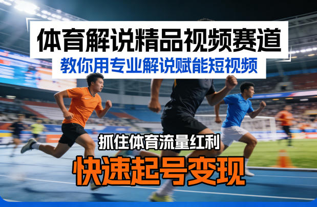 体育解说精品视频赛道,教你用专业解说赋能短视频,抓住体育流量红利,快速起号变现-星空网创资源