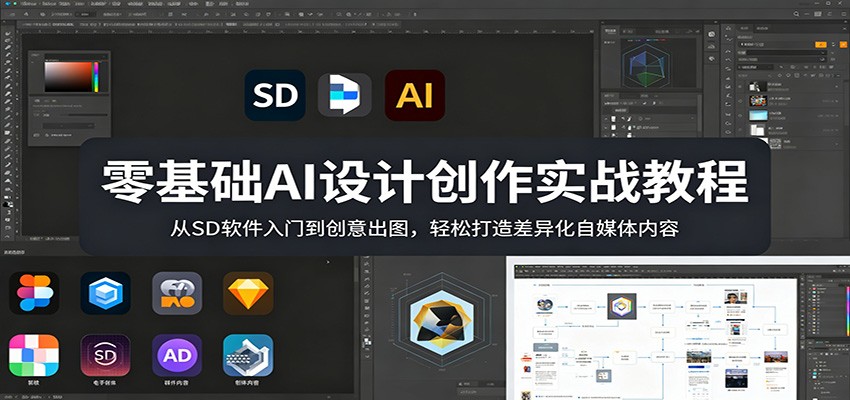 零基础AI设计创作实战教程：从SD软件入门到创意出图，轻松打造差异化自媒体内容-星空网创资源