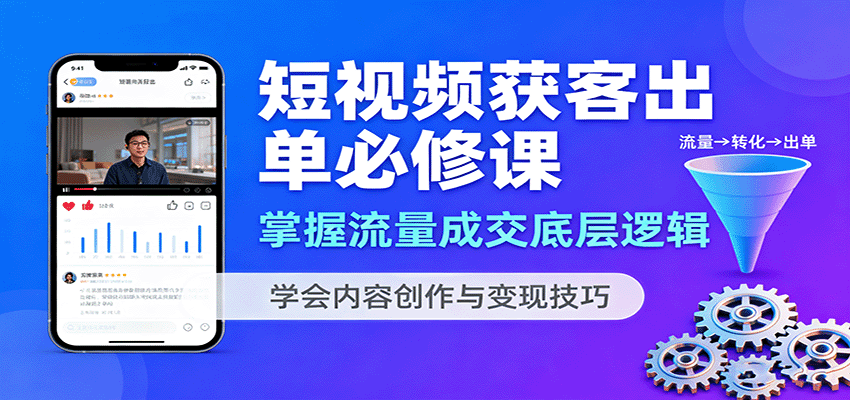 短视频获客出单必修课：掌握流量成交底层逻辑，学会内容创作与变现技巧-星空网创资源
