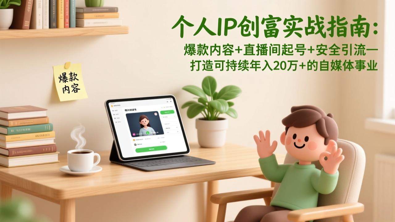 个人IP创富实战指南:爆款内容+直播间起号+安全引流,打造可持续年入20万+的自媒体事业-星空网创资源