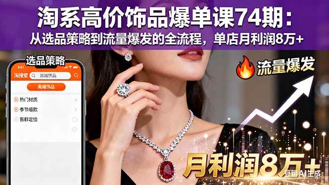 (16351期)淘系高价饰品爆单课74期:从选品策略到流量爆发的全流程,单店月利润8万+-星空网创资源