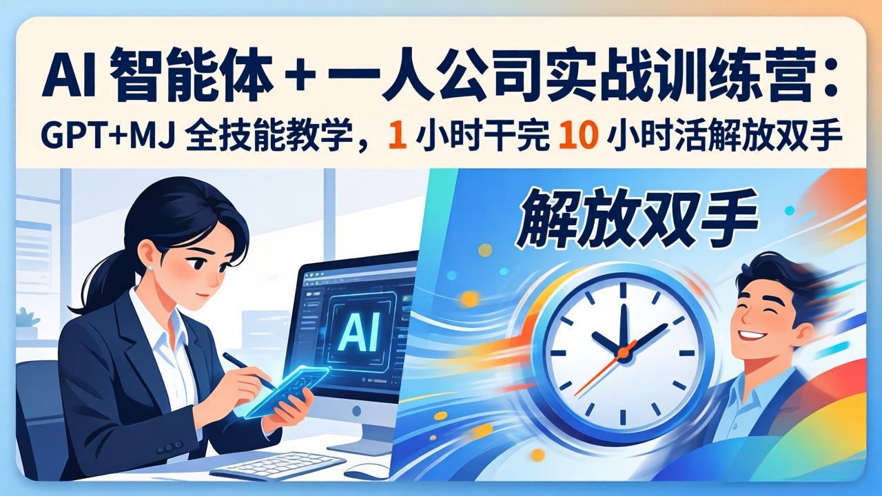 AI 智能体 + 一人公司实战训练营:GPT+MJ 全技能教学,1 小时干完 10 小时活解放双手-星空网创资源