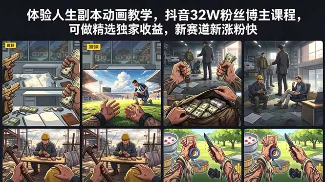 体验人生副本动画教学， 抖音32W粉丝博主课程，可做精选独家收益，新赛道新涨粉快-星空网创资源