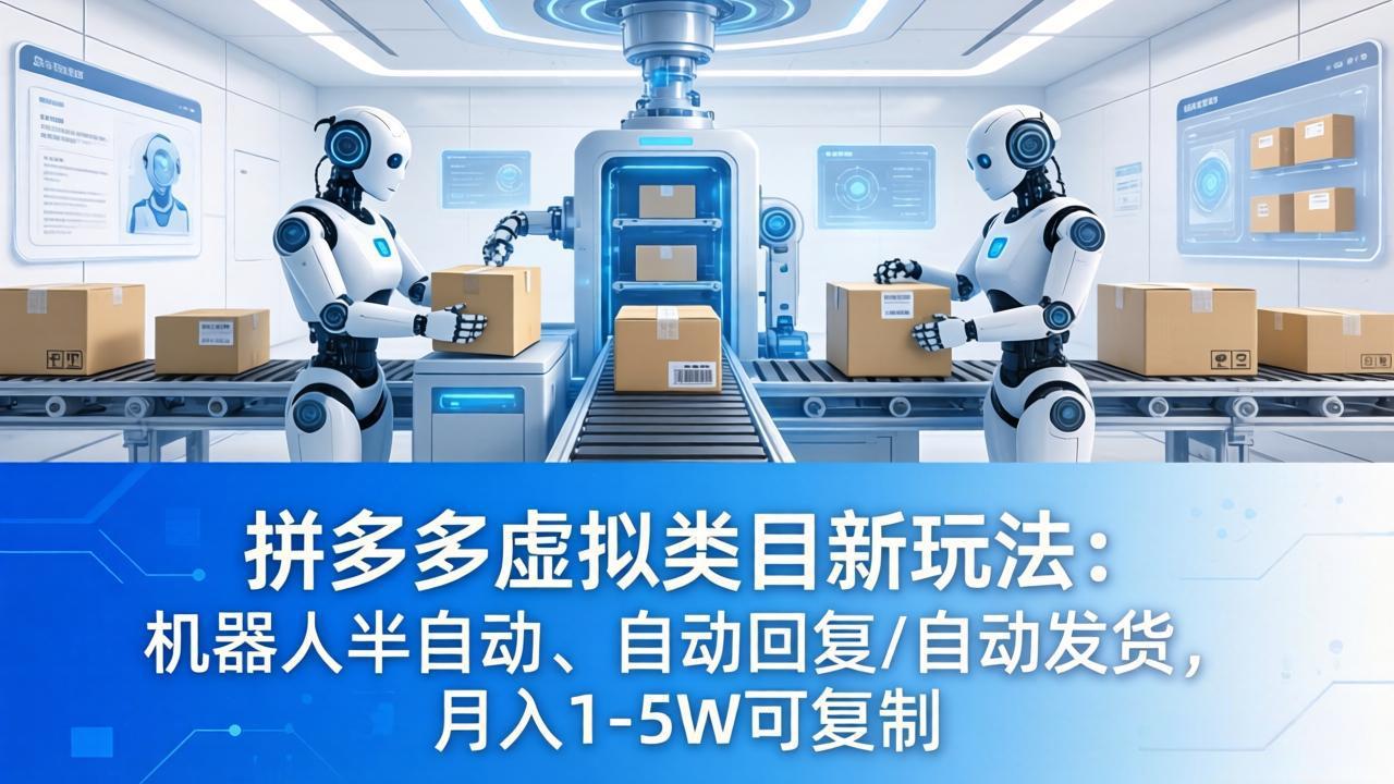 拼多多虚拟类目新玩法：机器人半自动、自动回复 /自动发货，月入 1-5W 可复制-星空网创资源