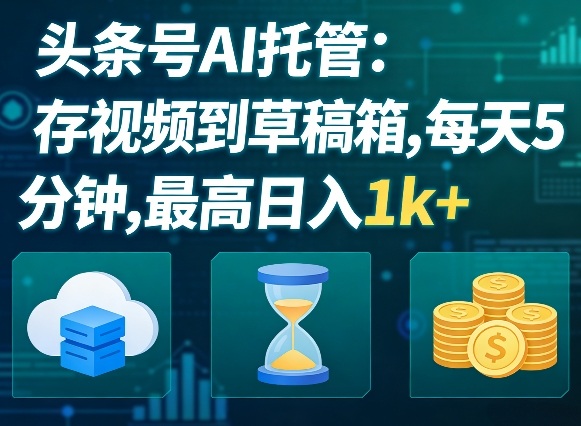 头条号AI托管,我存视频到你草稿箱,每天5分钟,最高日入1k+【揭秘】-星空网创资源