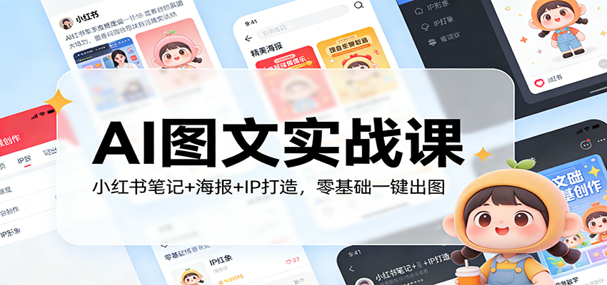 AI图文实战课：小红书笔记+海报+IP打造，零基础一键出图-星空网创资源