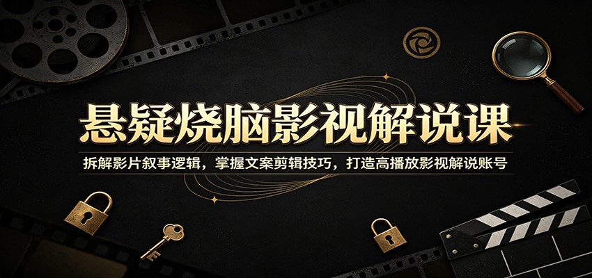 悬疑烧脑影视解说课:拆解影片叙事逻辑,掌握文案剪辑技巧,打造高播放影视解说账号-星空网创资源