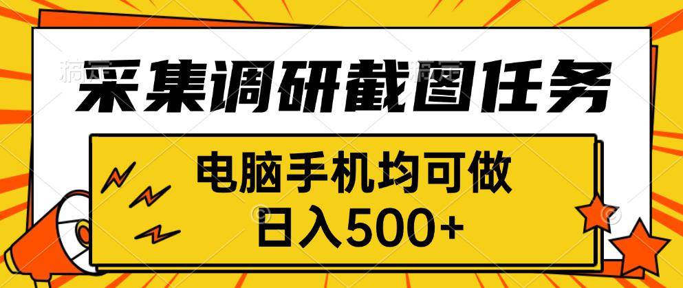 (15868期)采集,调研,截图任务,电脑手机均可做,日入500+-星空网创资源